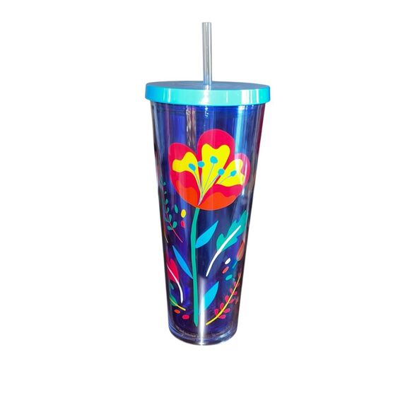 Starbucks 2018 tumbler cup trenta floral 24oz poppy Hawaiian cold hot - Picture 1 of 3